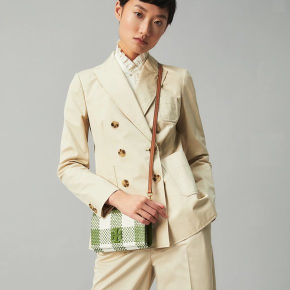 NWT TORY BURCH Mcgraw Woven Plaid Wallet Crossbody Bag "STILL IN PLASTIC" - Picture 5 of 5